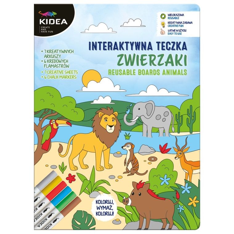 Kidea, Zwierzaki, Interaktywna teczka, zestaw kreatywny