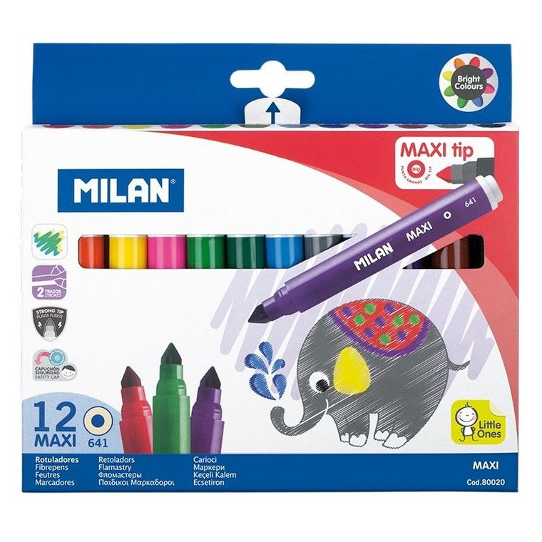 Milan, flamastry Maxiw kartonowym opakowaniu, 12 szt.