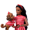 Barbie, Jednakowa stylizacja, lalka i piesek, Paski