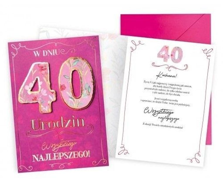 Kukartka, karnet, Urodziny 40