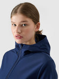 Kurtka softshell damska z kapturem, granatowa, 4F