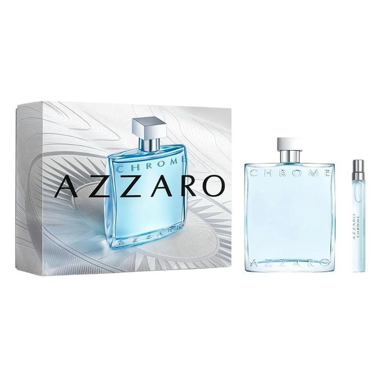 Azzaro, Chrome, zestaw:  woda toaletowa, spray, 200 ml + miniatura wody toaletowej, spray, 10 ml