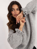 Sweter damski, oversize, szary, Italy Moda