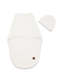 MimiNu, Soft, Leo, komplet:  otulaczek do spania + czapeczka, śmietanka, 0-3m