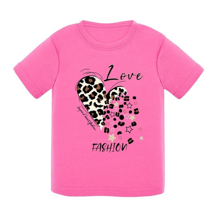T-shirt dziewczęcy, różowy, Tup Tup