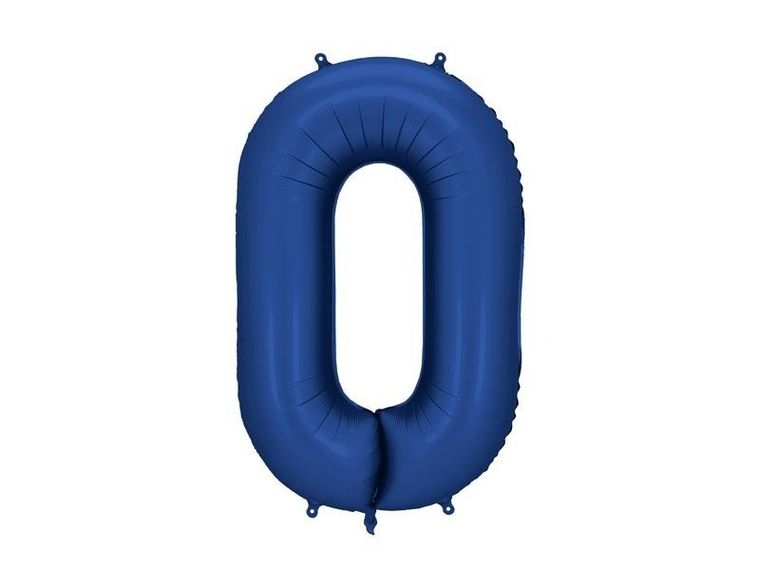 PartyDeco, balon foliowy, cyfra 0, granat, 86 cm