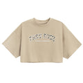Cool Club, T-shirt dziewczęcy, crop top, beżowy