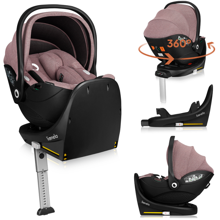 Lionelo, Moxie, fotelik samochodowy z bazą, i-Size, Pink Mauve, 40-87 cm