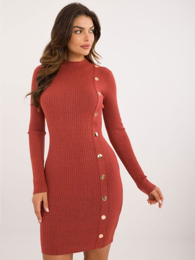 Sukienka damska, ceglana, Wool Fashion Italia