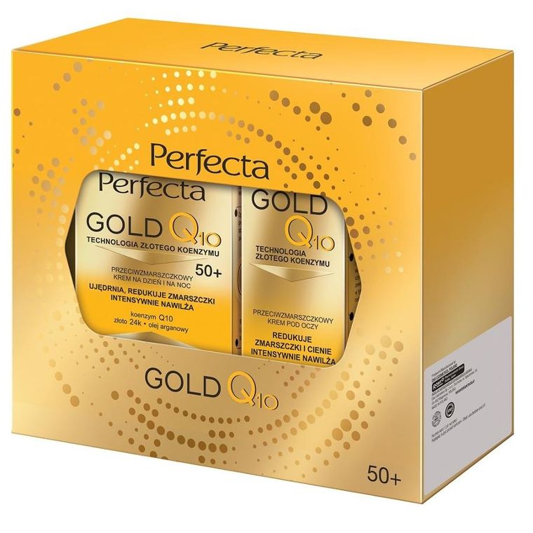 Perfecta, Gold Q10, zestaw:  krem przeciwzmarszczkowy 50+, 50 ml + przeciwzmarszczkowy krem pod oczy, 15 ml