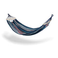 Tadar, zestaw:  hamak, paski niebieskie, 200x150 cm + 2 liny 300 cm + torba