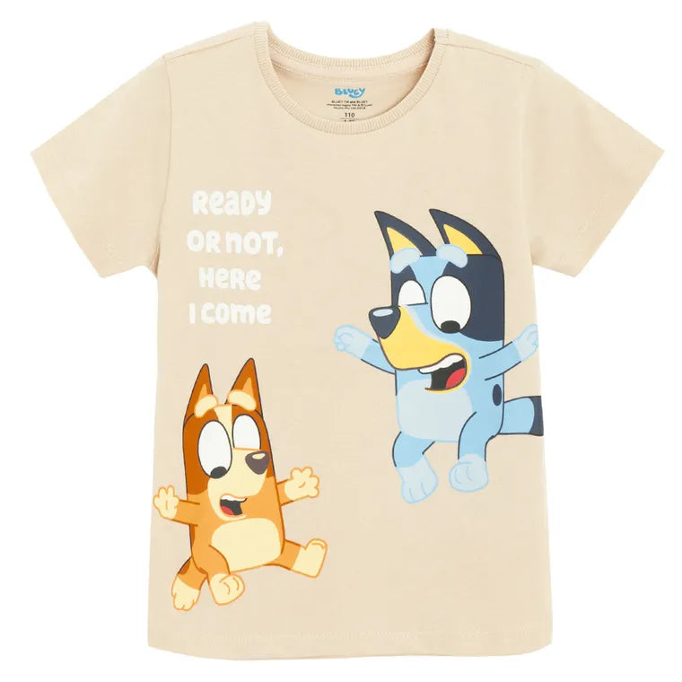 Cool Club, T-shirt dziewczęcy, beżowy, Bluey