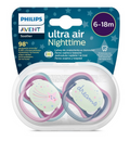 Philips Avent, Ultra Air Nighttime, Night, smoczek uspokajający, 6-18m, 2 szt.