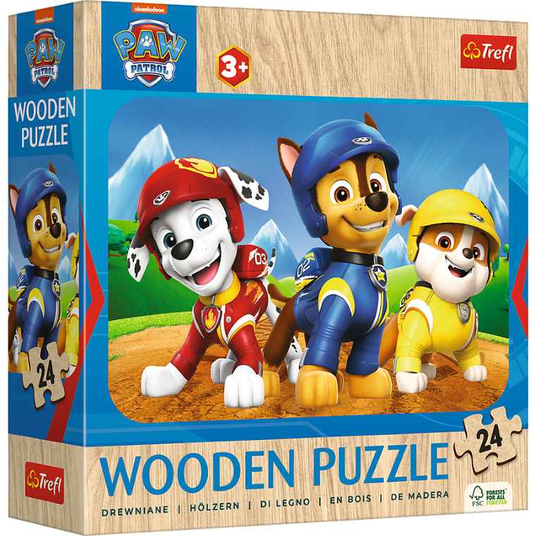 Trefl, Psi Patrol, Urocza Psia Ekipa, puzzle drewniane, 24 elementy