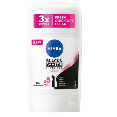 Nivea, Black&White Invisible Clear, antyperspirant w sztyfcie, 50 ml