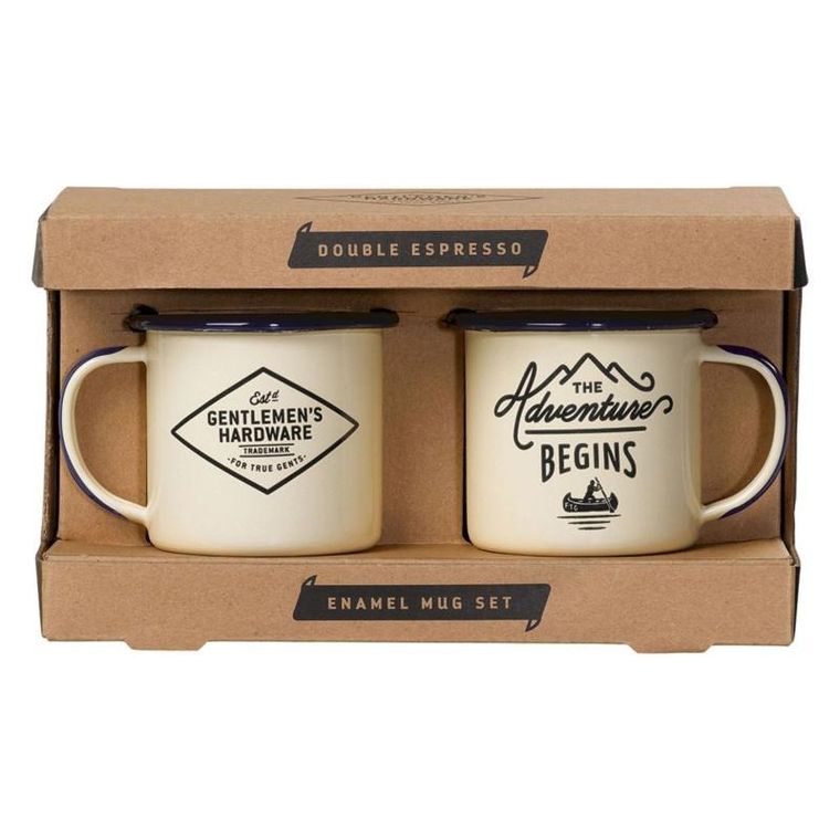 Gentlemen's Hardware, Kempingowy zestaw do espresso, kubki emolientowe, kremowe, 2 szt.