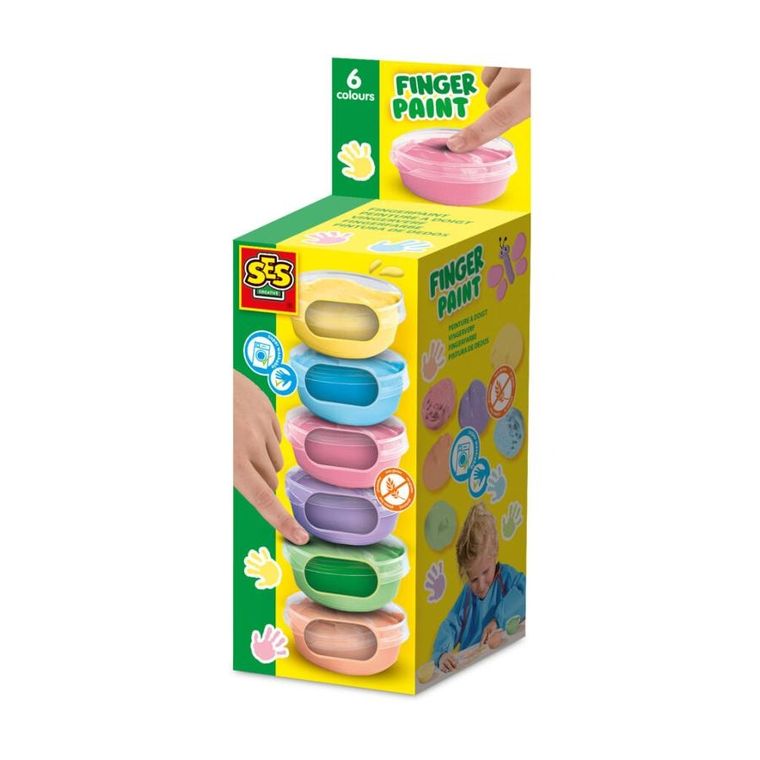 SES Creative, farby do malowania palcami, pastelowe, 6x45 ml