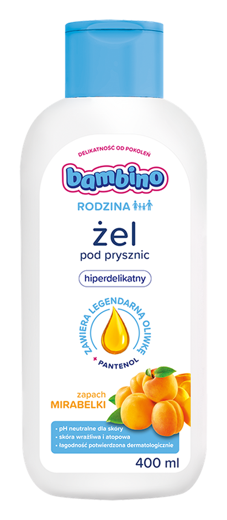 Bambino, Rodzina, żel pod prysznic hiperdelikatny, zapach mirabelki, 1000 ml