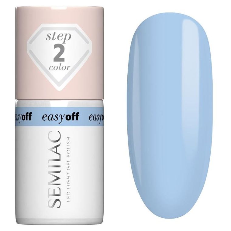 Semilac, Easy Off, lakier hybrydowy led, light azul blue, 7 ml