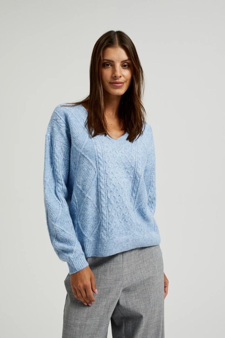 Sweter damski, niebieski, Moodo