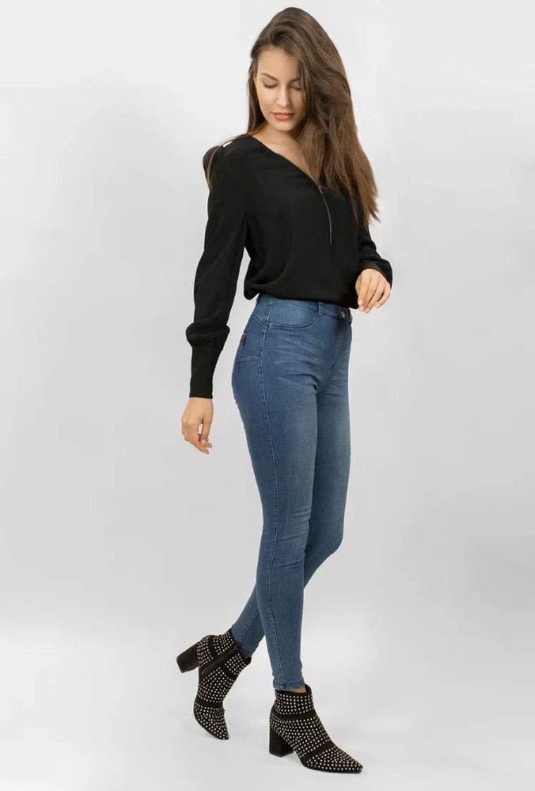 Jegginsy damskie, granatowe, Leggins Margherita, Gatta