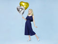 PartyDeco, balon foliowy, serce, 61 cm, srebrny