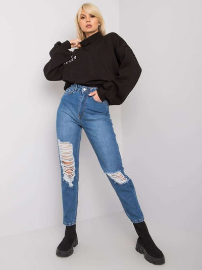 Spodnie jeansowe damskie, mom fit, denim, Rue Paris