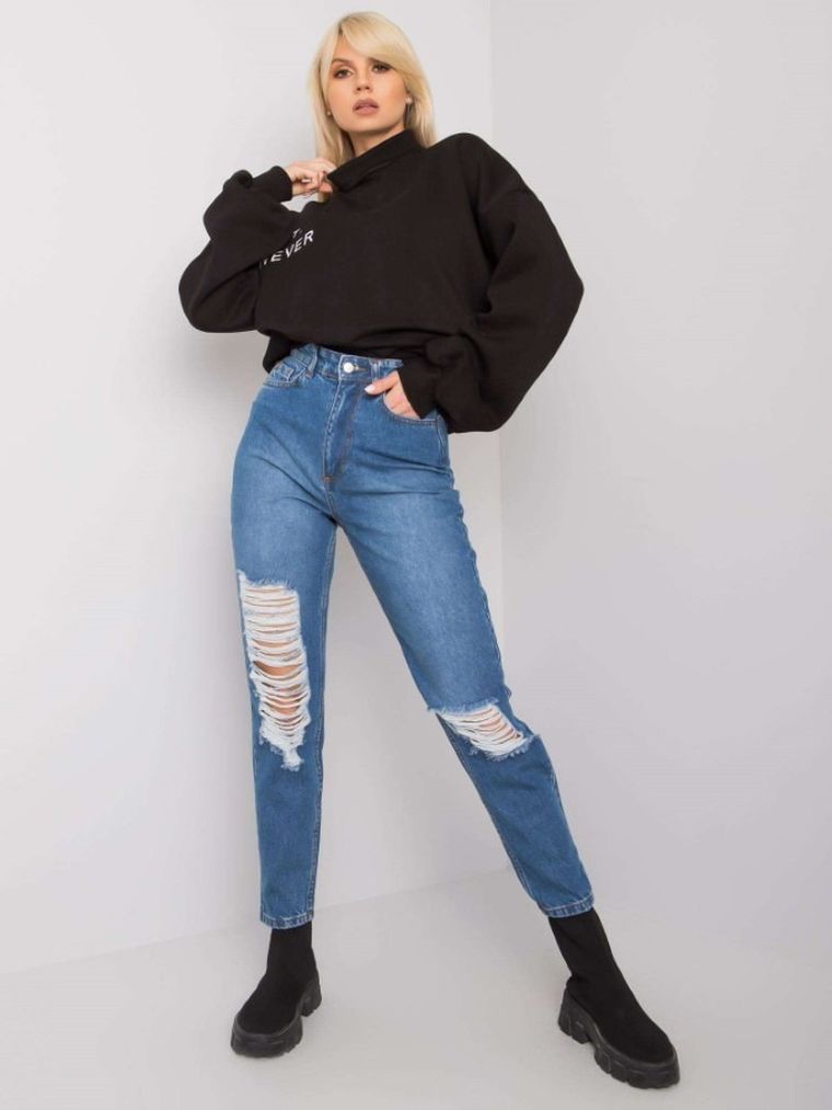 Spodnie jeansowe damskie, mom fit, denim, Rue Paris