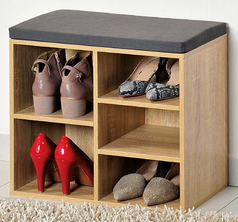 Kesper, szafka na buty do przedpokoju, drewniana komoda z siedziskiem