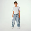 Regulowane szare jeansy wide leg cargo Cool Club