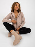 Bluza damska z kapturem, rozpinana, szara, Basic Feel Good