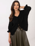 Sweter damski, oversize, czarny, Italy Moda