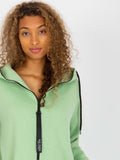 Bluza damska z kapturem, rozpinana, zielona, Rue Paris