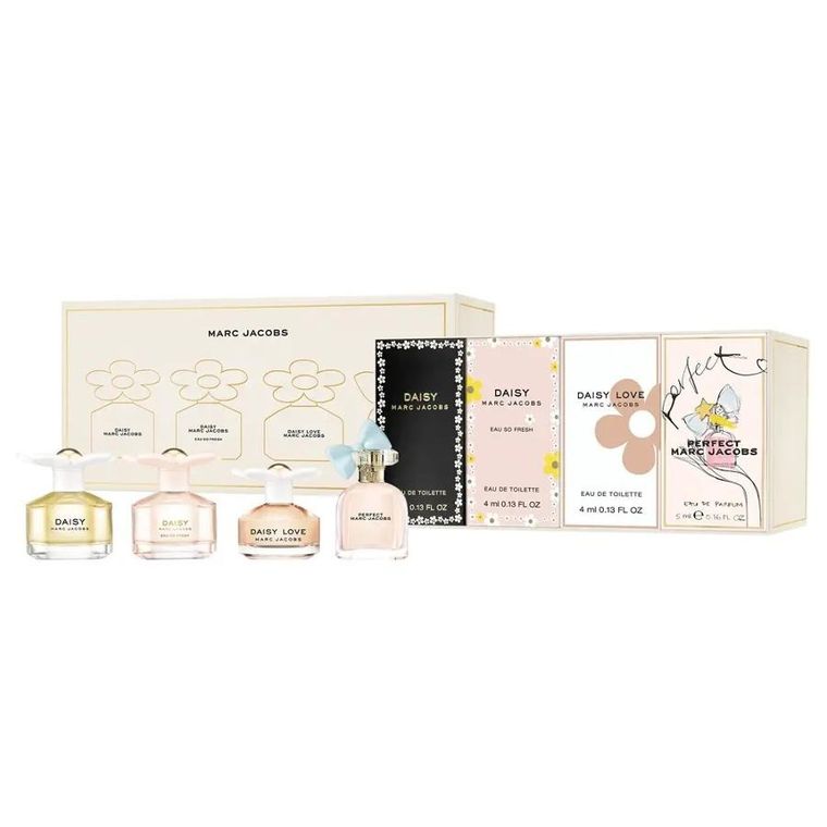 Marc Jacobs, Miniature, zestaw:  Daisy, woda toaletowa, 4 ml + Daisy Eau So Fresh, woda toaletowa, 4 ml + Daisy Love, woda toaletowa, 4 ml + Perfect woda perfumowana, 5 ml