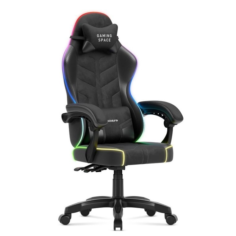 Huzaro, Force 2.7 RGB Black, fotel gamingowy, welurowy