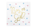 PartyDeco, Gender Reveal Party, serwetki papierowe na baby shower, Boy or Girl?, 33x33 cm, 20 szt.