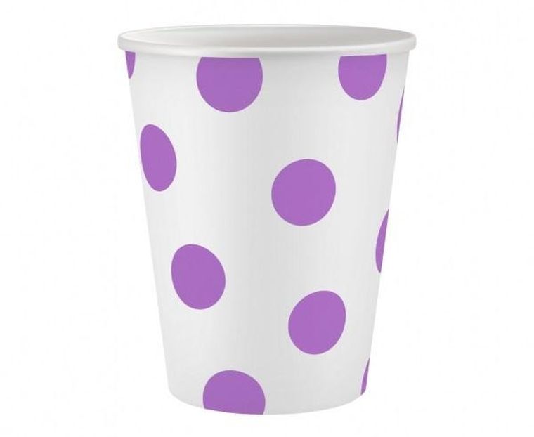 GoDan, kubeczki papierowe, groszki, lawendowe, 250 ml, 6 szt.