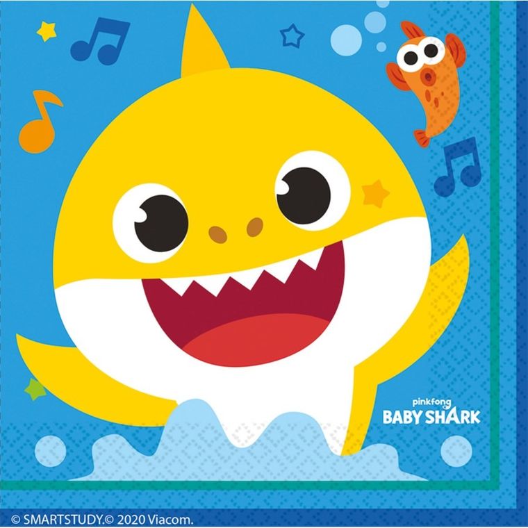 Baby Shark Rekinek, serwetki urodzinowe, 33x33 cm, 16 szt.