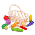 New Classic Toys, drewniane warzywa do krojenia w koszyku