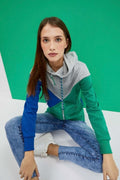 Bluza damska z kapturem, rozpinana, mix, Moodo