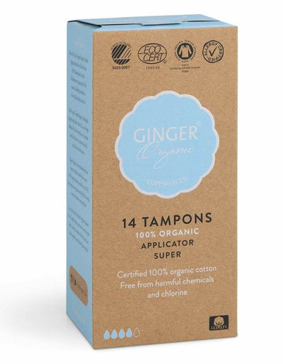 Ginger Organic, tampony z aplikatorem, Super, 14 szt.