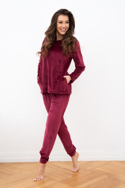 Dres damski, plus size, welurowy, bordowy, Akara, Italian Fashion