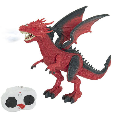 Fire Dragon, Smok, zdalnie sterowana figurka interaktywna z parą, czerwona