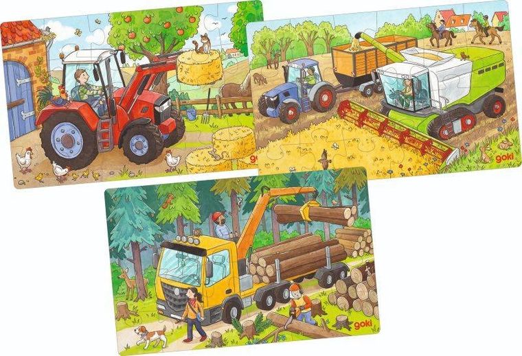 Goki, pojazdy rolnicze, zestaw puzzli