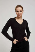 Sweter damski, czarny, Moodo