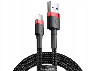 Baseus, kabel Kevlar USB do Type-C, 2A, 2 metry, czerwono-czarny