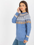 Sweter damski, niebieski, Rue Paris