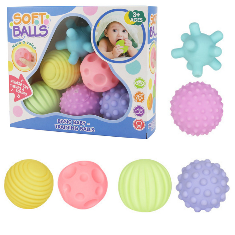 Lean Toys, piłki sensoryczne, miękkie, 6 szt.