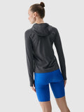 Bluza damska z kapturem, rozpinana, szara, 4F