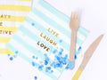 PartyDeco, Yummy, serwetki papierowe urodzinowe, Live Laugh Love, jasny niebieski, 33x33 cm, 20 szt.